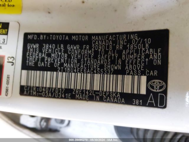 Photo 8 VIN: 2T1BU4EE6AC455337 - TOYOTA COROLLA 