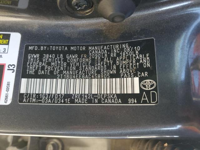 Photo 12 VIN: 2T1BU4EE6AC458805 - TOYOTA COROLLA 