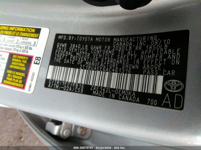 Photo 8 VIN: 2T1BU4EE6AC461316 - TOYOTA COROLLA 