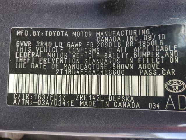 Photo 11 VIN: 2T1BU4EE6AC466600 - TOYOTA COROLLA 