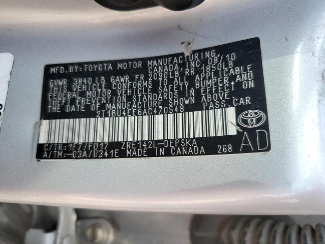 Photo 12 VIN: 2T1BU4EE6AC470548 - TOYOTA COROLLA BA 