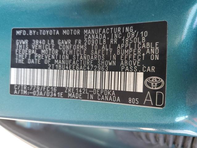 Photo 11 VIN: 2T1BU4EE6AC472963 - TOYOTA COROLLA BA 