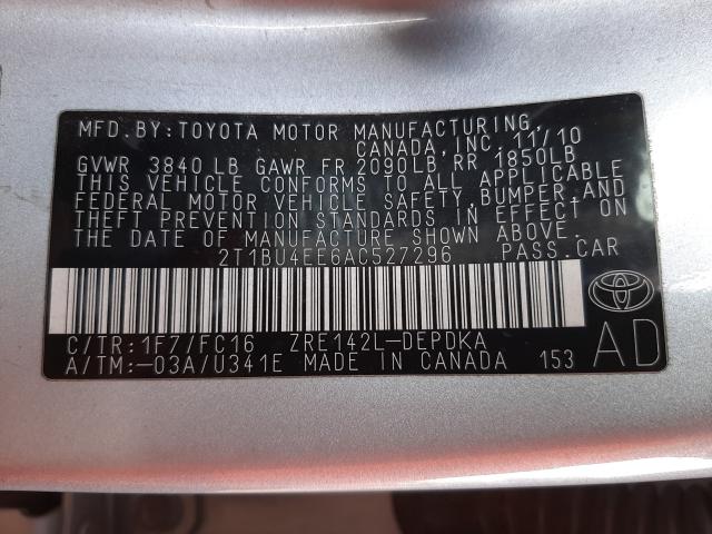 Photo 9 VIN: 2T1BU4EE6AC527296 - TOYOTA COROLLA BA 