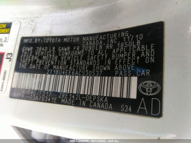 Photo 8 VIN: 2T1BU4EE6AC530537 - TOYOTA COROLLA 