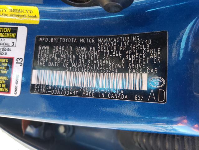 Photo 9 VIN: 2T1BU4EE6AC535754 - TOYOTA COROLLA BA 