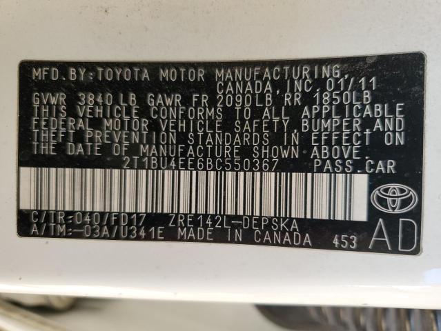 Photo 12 VIN: 2T1BU4EE6BC550367 - TOYOTA COROLLA BA 