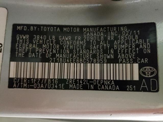 Photo 9 VIN: 2T1BU4EE6BC578959 - TOYOTA COROLLA BA 