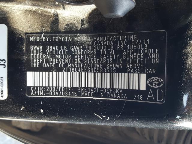 Photo 9 VIN: 2T1BU4EE6BC583515 - TOYOTA COROLLA BA 