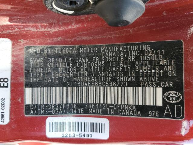 Photo 11 VIN: 2T1BU4EE6BC586723 - TOYOTA COROLLA 