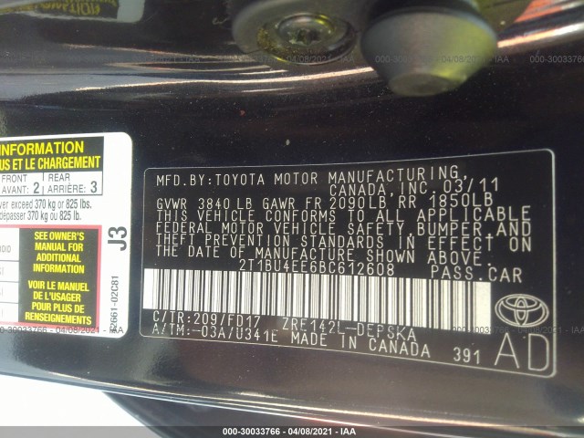 Photo 8 VIN: 2T1BU4EE6BC612608 - TOYOTA COROLLA 