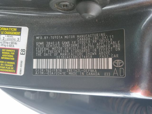 Photo 9 VIN: 2T1BU4EE6BC614858 - TOYOTA COROLLA BA 