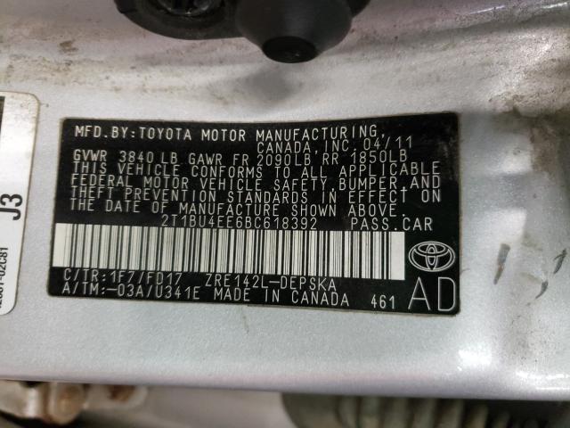 Photo 9 VIN: 2T1BU4EE6BC618392 - TOYOTA COROLLA 