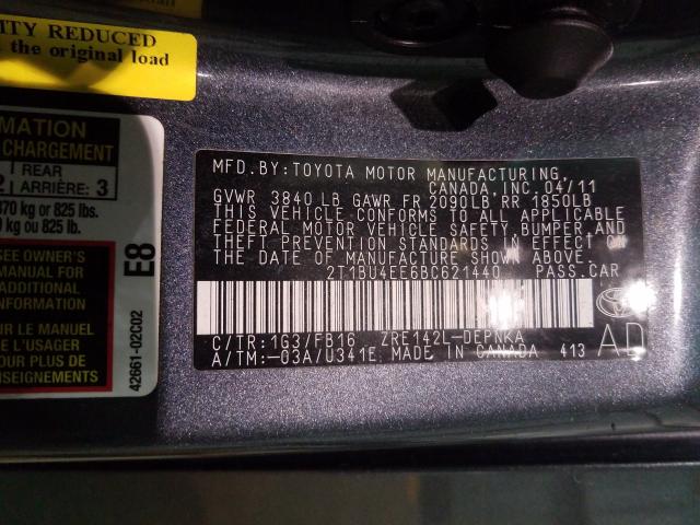 Photo 9 VIN: 2T1BU4EE6BC621440 - TOYOTA COROLLA BA 