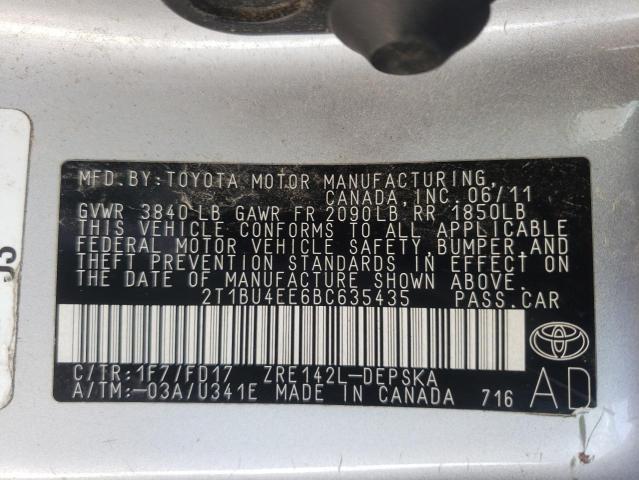 Photo 9 VIN: 2T1BU4EE6BC635435 - TOYOTA COROLLA BA 