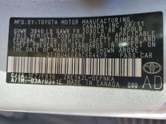 Photo 11 VIN: 2T1BU4EE6BC664479 - TOYOTA COROLLA BA 