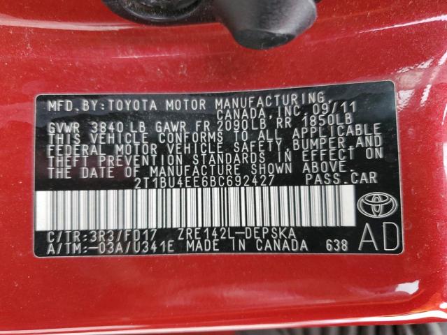 Photo 11 VIN: 2T1BU4EE6BC692427 - TOYOTA COROLLA BA 