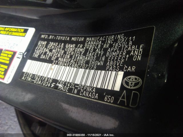 Photo 8 VIN: 2T1BU4EE6BC707279 - TOYOTA COROLLA 