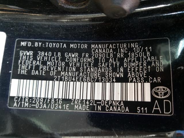 Photo 9 VIN: 2T1BU4EE6BC713034 - TOYOTA COROLLA BA 