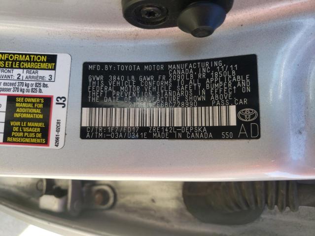 Photo 12 VIN: 2T1BU4EE6BC728990 - TOYOTA COROLLA 