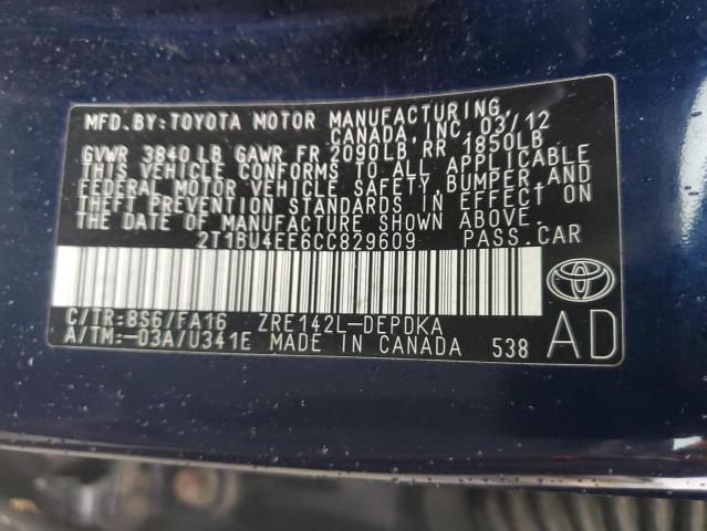 Photo 11 VIN: 2T1BU4EE6CC829609 - TOYOTA COROLLA BA 