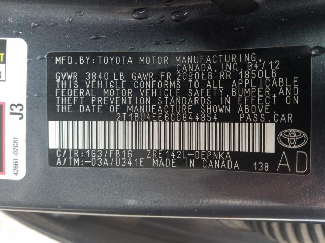 Photo 9 VIN: 2T1BU4EE6CC844854 - TOYOTA COROLLA BA 