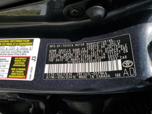 Photo 12 VIN: 2T1BU4EE6CC868636 - TOYOTA COROLLA 