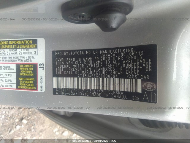 Photo 8 VIN: 2T1BU4EE6CC888594 - TOYOTA COROLLA 