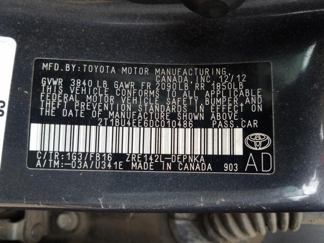 Photo 9 VIN: 2T1BU4EE6DC010486 - TOYOTA COROLLA BA 