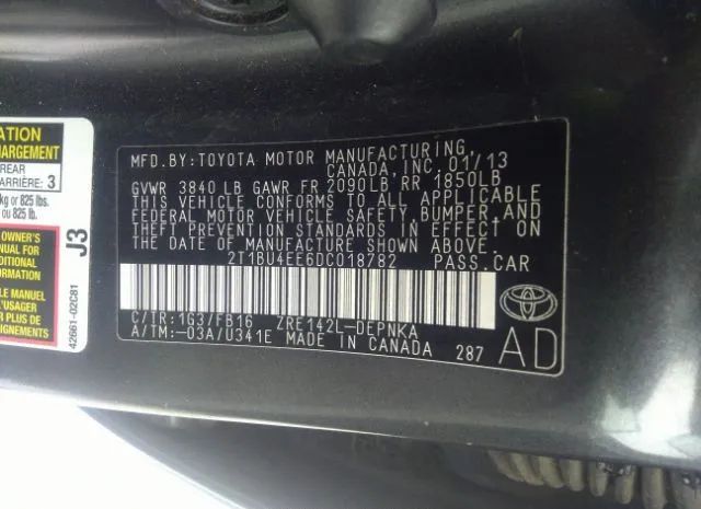 Photo 8 VIN: 2T1BU4EE6DC018782 - TOYOTA COROLLA 