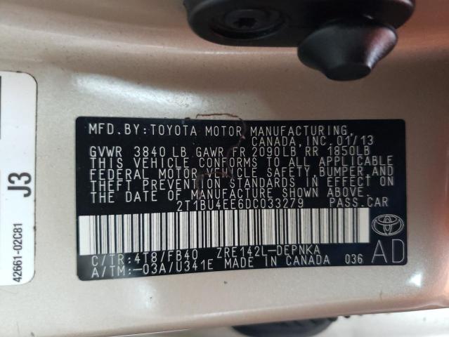 Photo 11 VIN: 2T1BU4EE6DC033279 - TOYOTA COROLLA BA 