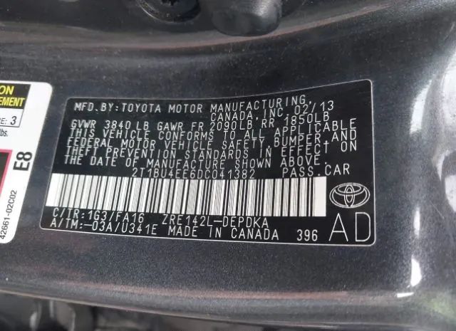 Photo 8 VIN: 2T1BU4EE6DC041382 - TOYOTA COROLLA 