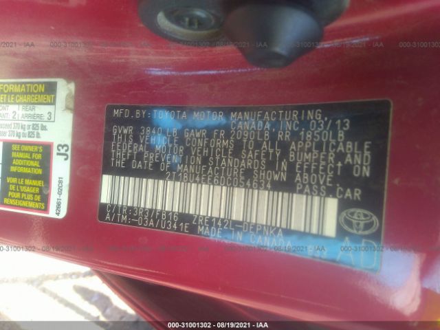 Photo 8 VIN: 2T1BU4EE6DC054634 - TOYOTA COROLLA 