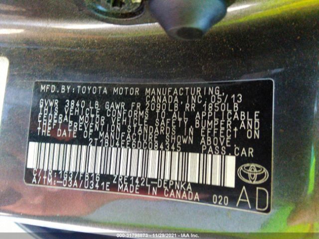 Photo 8 VIN: 2T1BU4EE6DC084345 - TOYOTA COROLLA 