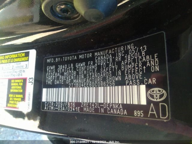 Photo 8 VIN: 2T1BU4EE6DC086256 - TOYOTA COROLLA 