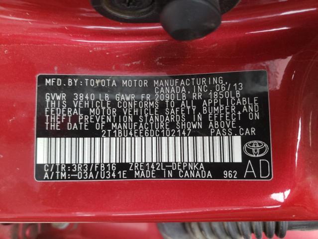 Photo 11 VIN: 2T1BU4EE6DC102147 - TOYOTA COROLLA BA 