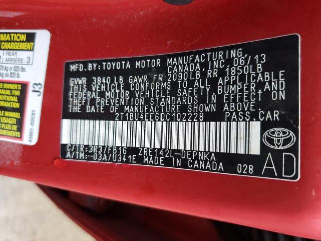 Photo 11 VIN: 2T1BU4EE6DC102228 - TOYOTA COROLLA BA 