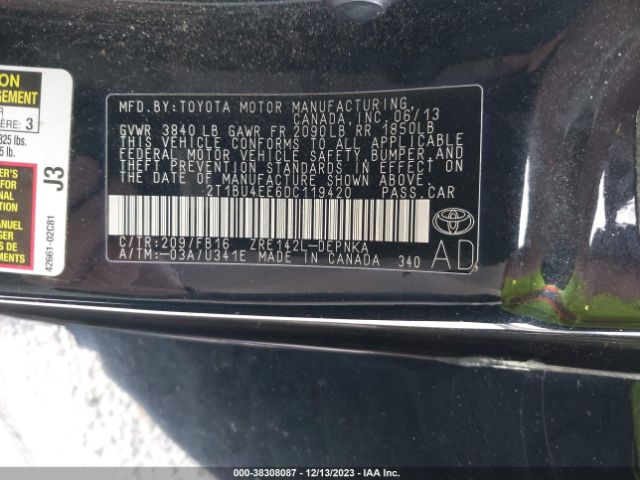 Photo 8 VIN: 2T1BU4EE6DC119420 - TOYOTA COROLLA 