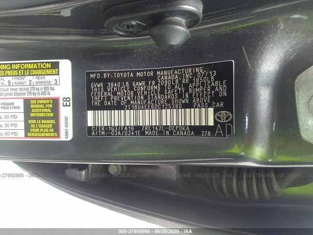 Photo 8 VIN: 2T1BU4EE6DC125380 - TOYOTA COROLLA 