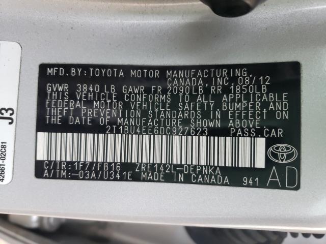 Photo 9 VIN: 2T1BU4EE6DC927623 - TOYOTA COROLLA BA 