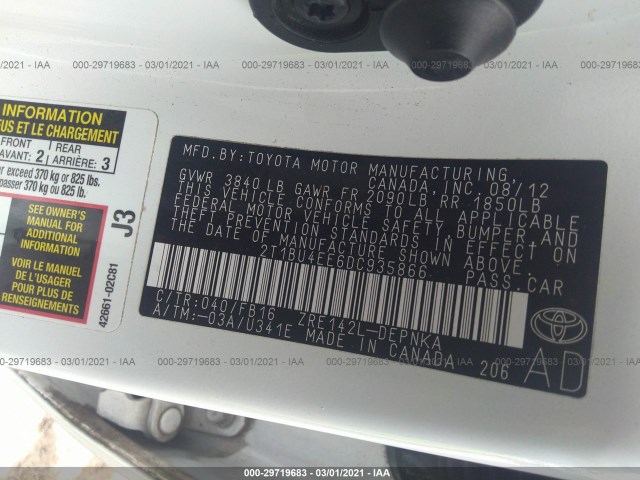 Photo 8 VIN: 2T1BU4EE6DC935866 - TOYOTA COROLLA 