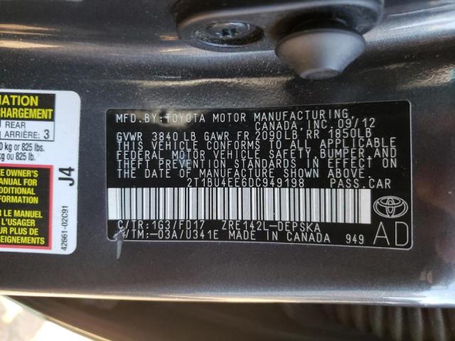 Photo 9 VIN: 2T1BU4EE6DC949198 - TOYOTA COROLLA BA 