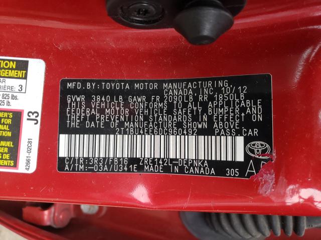 Photo 9 VIN: 2T1BU4EE6DC960492 - TOYOTA COROLLA BA 