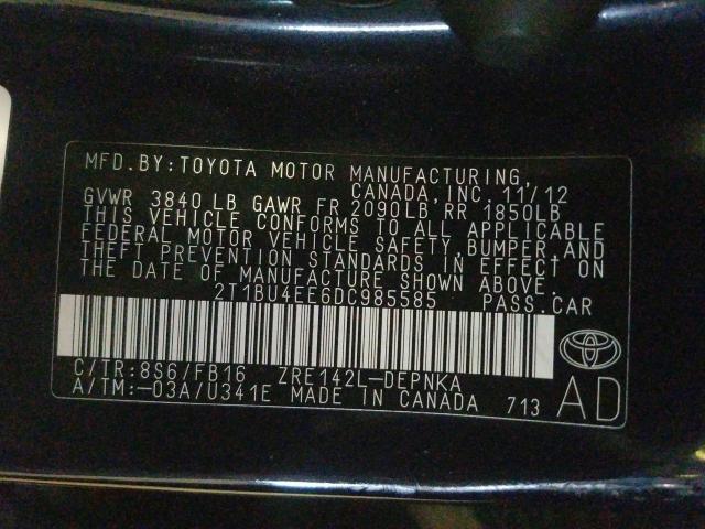 Photo 9 VIN: 2T1BU4EE6DC985585 - TOYOTA COROLLA BA 