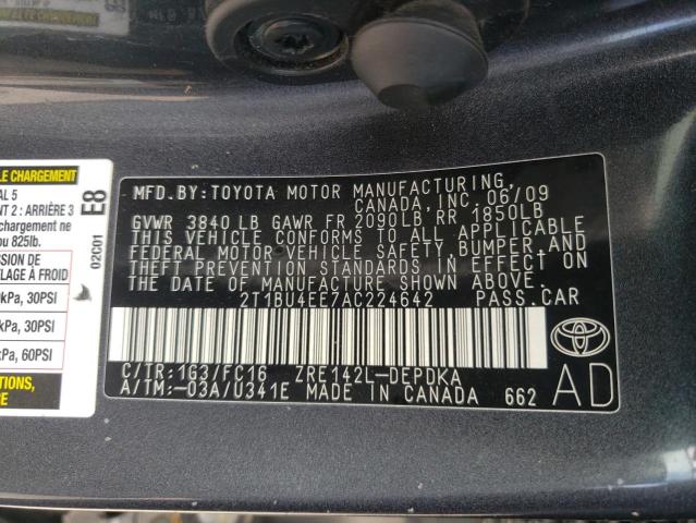 Photo 9 VIN: 2T1BU4EE7AC224642 - TOYOTA COROLLA BA 