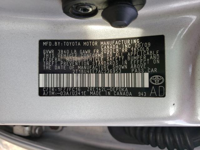 Photo 9 VIN: 2T1BU4EE7AC236953 - TOYOTA COROLLA BA 