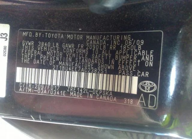 Photo 8 VIN: 2T1BU4EE7AC238251 - TOYOTA COROLLA 