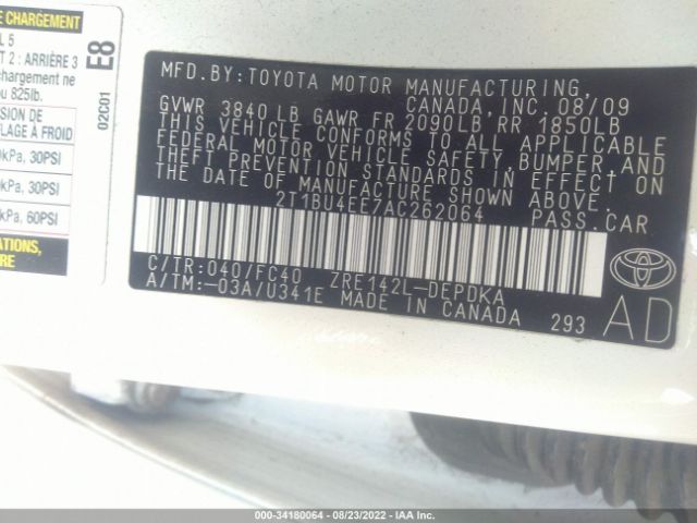 Photo 8 VIN: 2T1BU4EE7AC262064 - TOYOTA COROLLA 