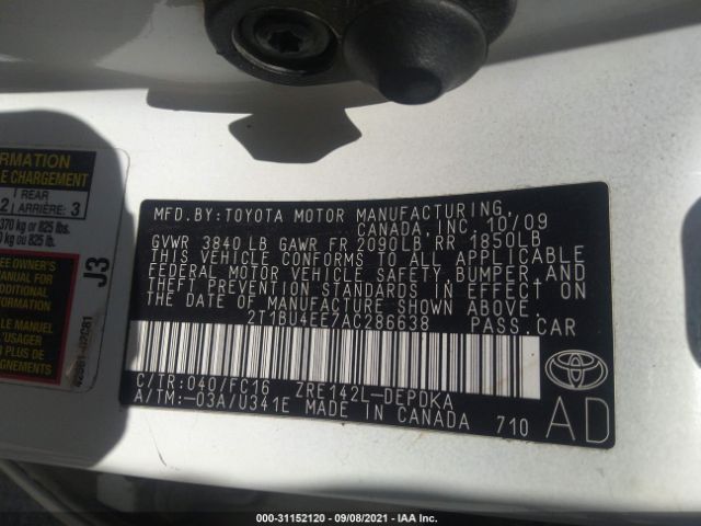 Photo 8 VIN: 2T1BU4EE7AC286638 - TOYOTA COROLLA 