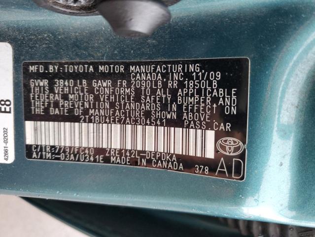 Photo 11 VIN: 2T1BU4EE7AC304541 - TOYOTA COROLLA S 