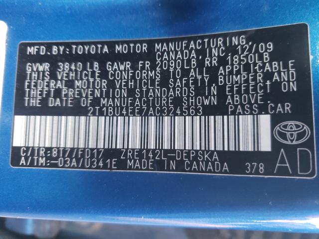 Photo 9 VIN: 2T1BU4EE7AC324563 - TOYOTA COROLLA 